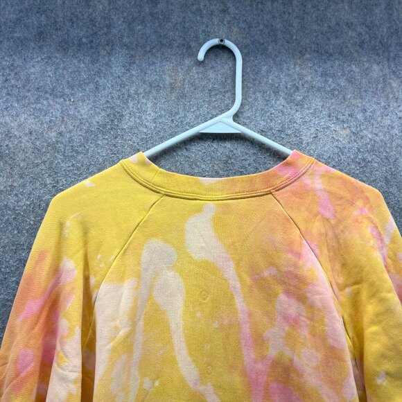 Nike Pullover Women Medium Yellow Tie Dye Crewneck Sportswear Club Sweatshirt - Picture 12 of 13